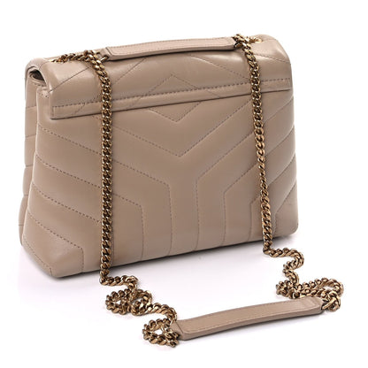 Saint Laurent Calfskin Y Quilted Monogram Small Loulou Chain Satchel Dark Beige 2 of 7