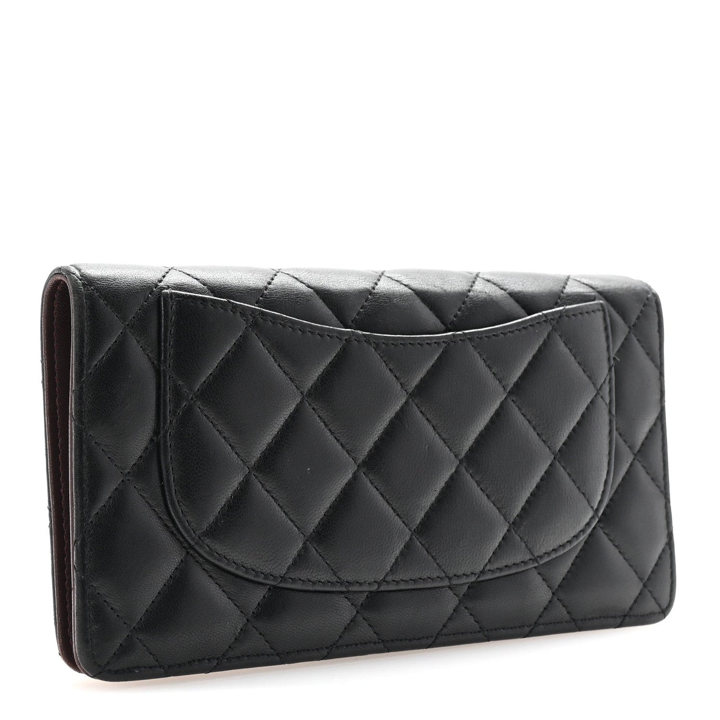 Lambskin Quilted Yen Wallet Black