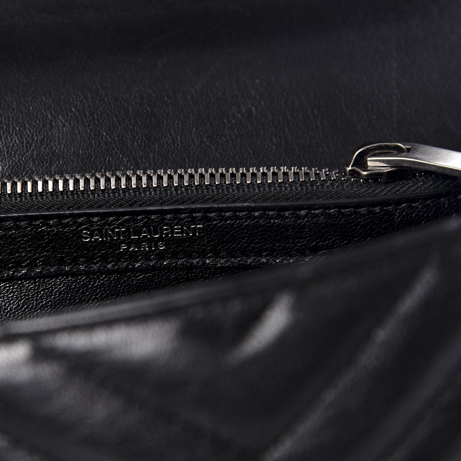 Saint Laurent Sheepskin Matelasse Chevron Monogram Medium College Bag Black 5 of 8