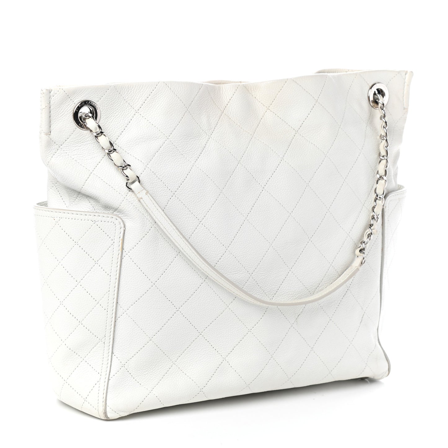 Caviar Stitched CC Pocket Tote White