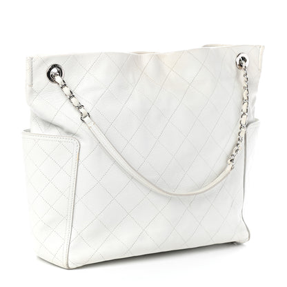 Chanel Caviar Stitched CC Pocket Tote White 6 of 19