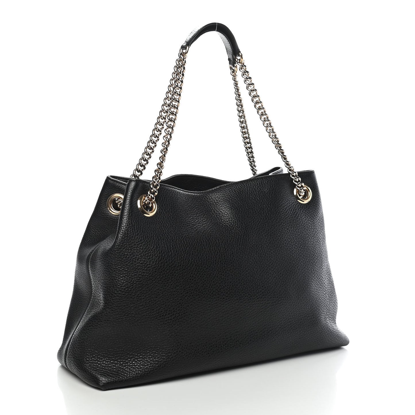 Pebbled Calfskin Medium Soho Chain Shoulder Bag Black