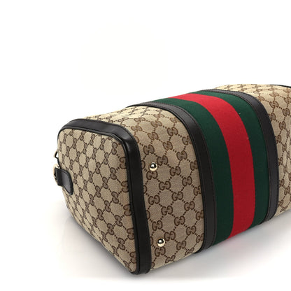 Gucci Monogram Vintage Web Medium Boston  Dark Brown 9 of 10