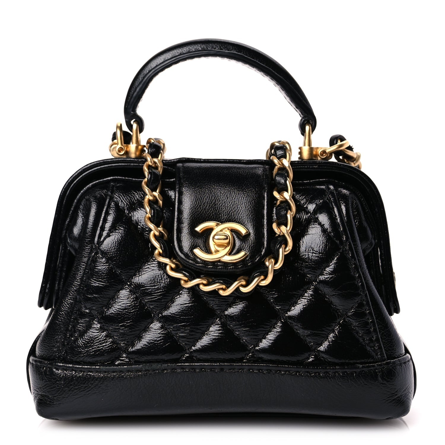Chanel Shiny Lambskin Quilted Mini Cocodoc Top Handle Bag Black 1 of 9