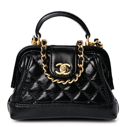 Chanel Shiny Lambskin Quilted Mini Cocodoc Top Handle Bag Black 1 of 9