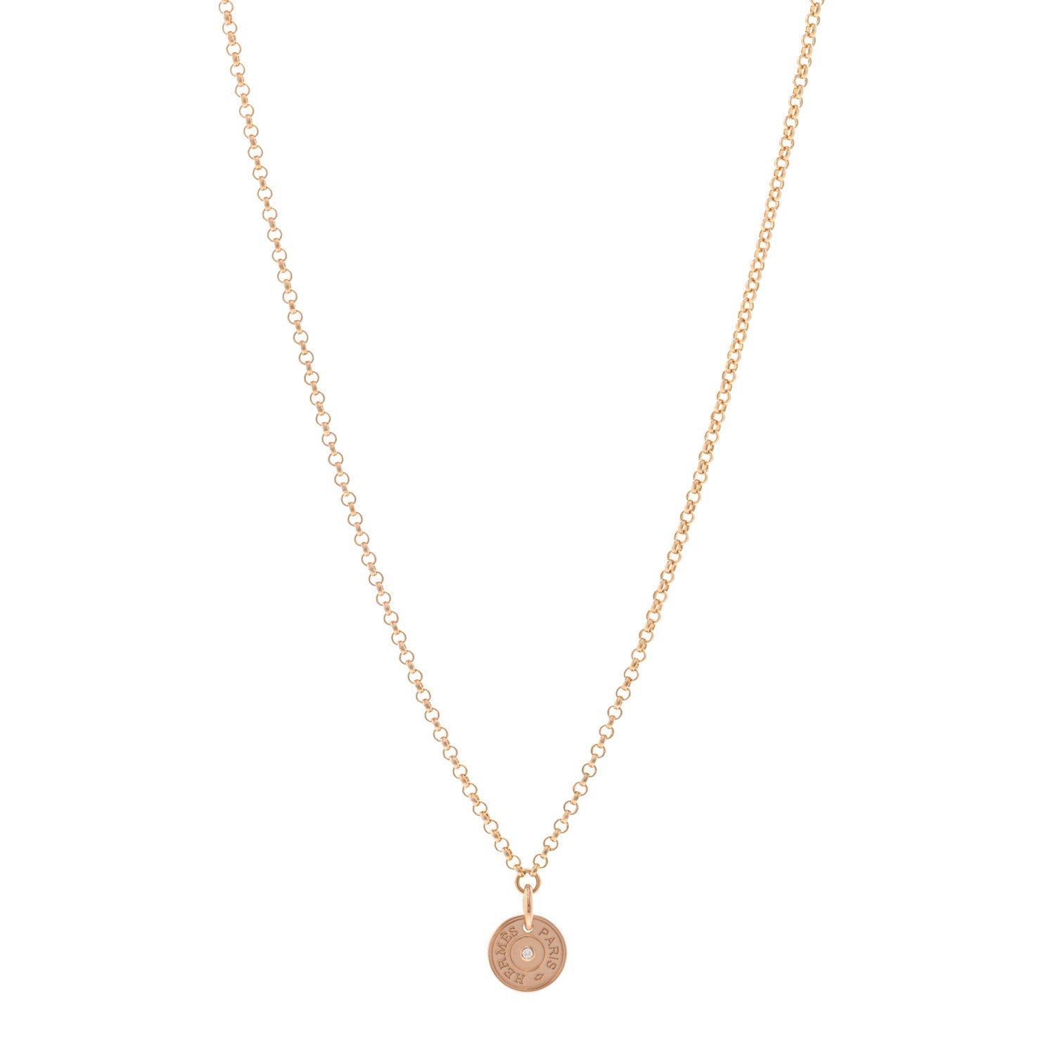 Hermes 18K Rose Gold Diamond Gambade Clou de Selle Necklace 1 of 5
