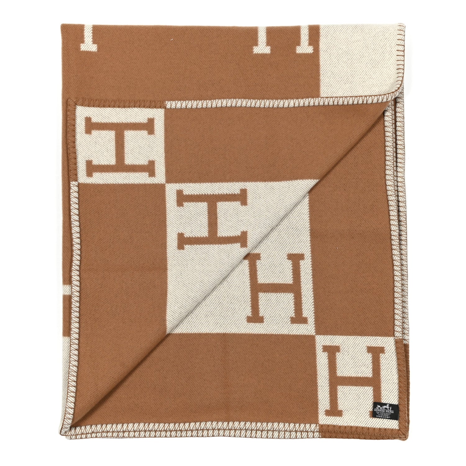 Hermes Wool Cashmere Avalon Blanket Ecru Camel 2 of 4