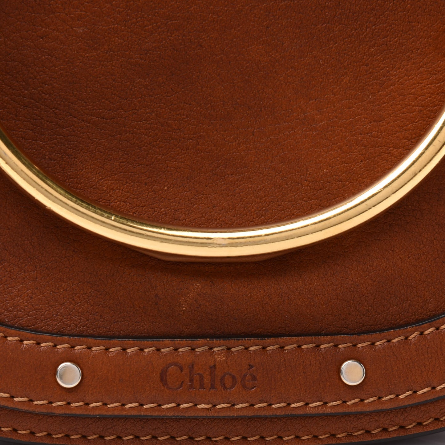 Calfskin Suede Small Nile Bracelet Bag Caramel