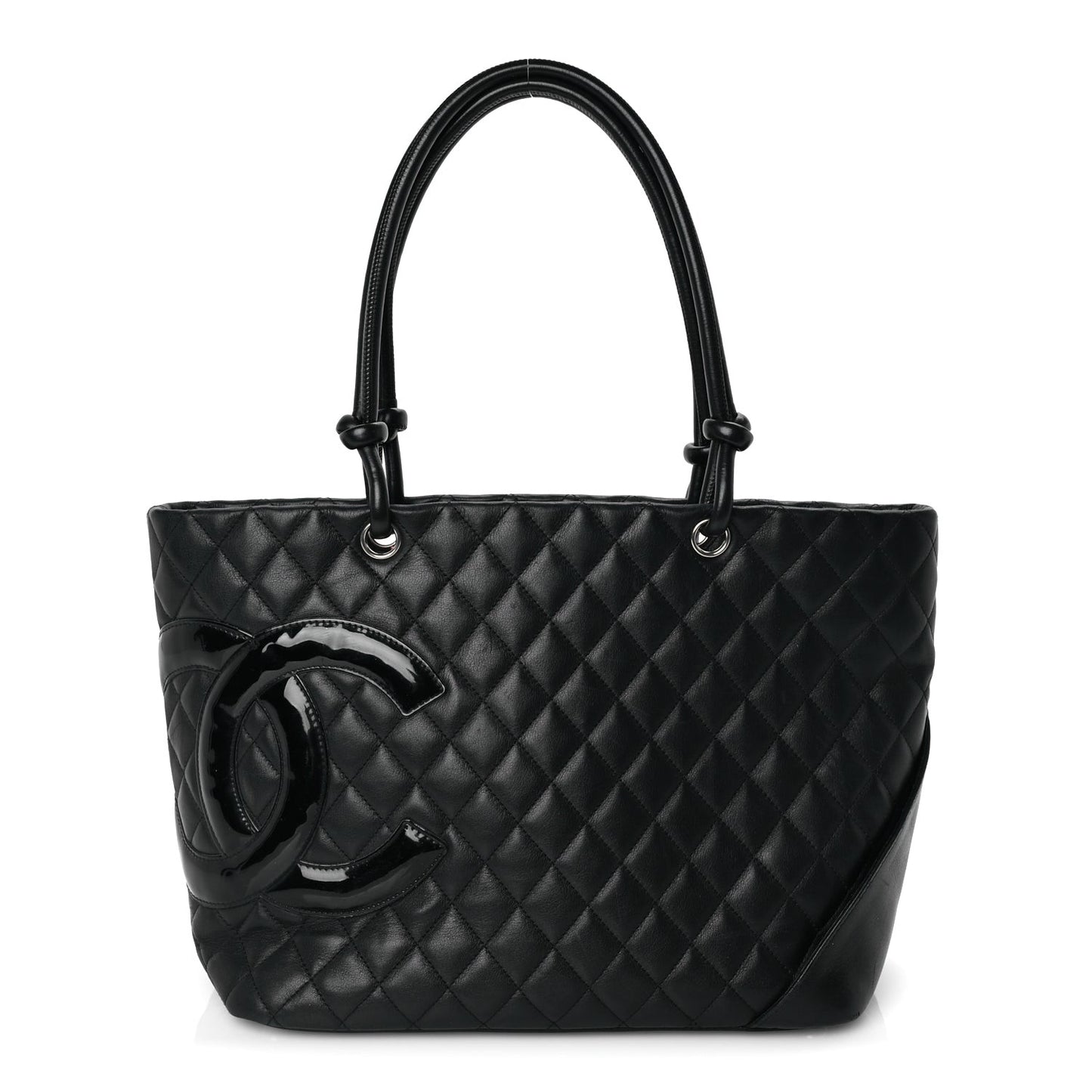 Calfskin Quilted Large Cambon Tote Black