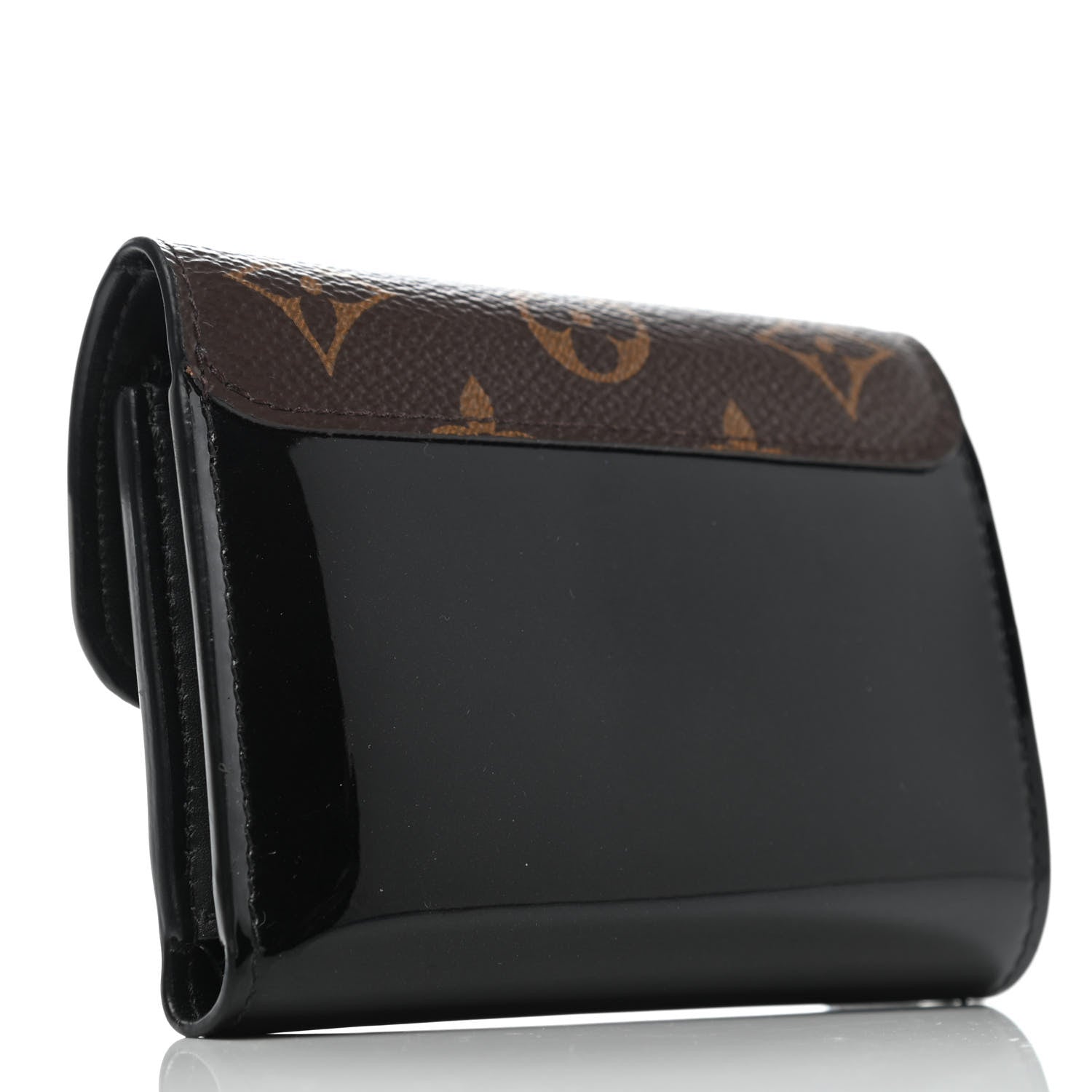 Louis Vuitton Patent Calfskin Monogram Cherrywood Compact Wallet Black 2 of 5