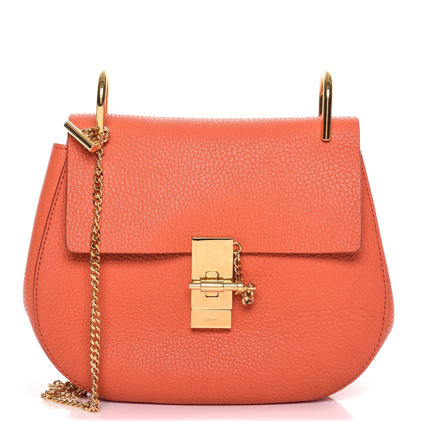 Grained Lambskin Medium Drew Shoulder Bag Orange