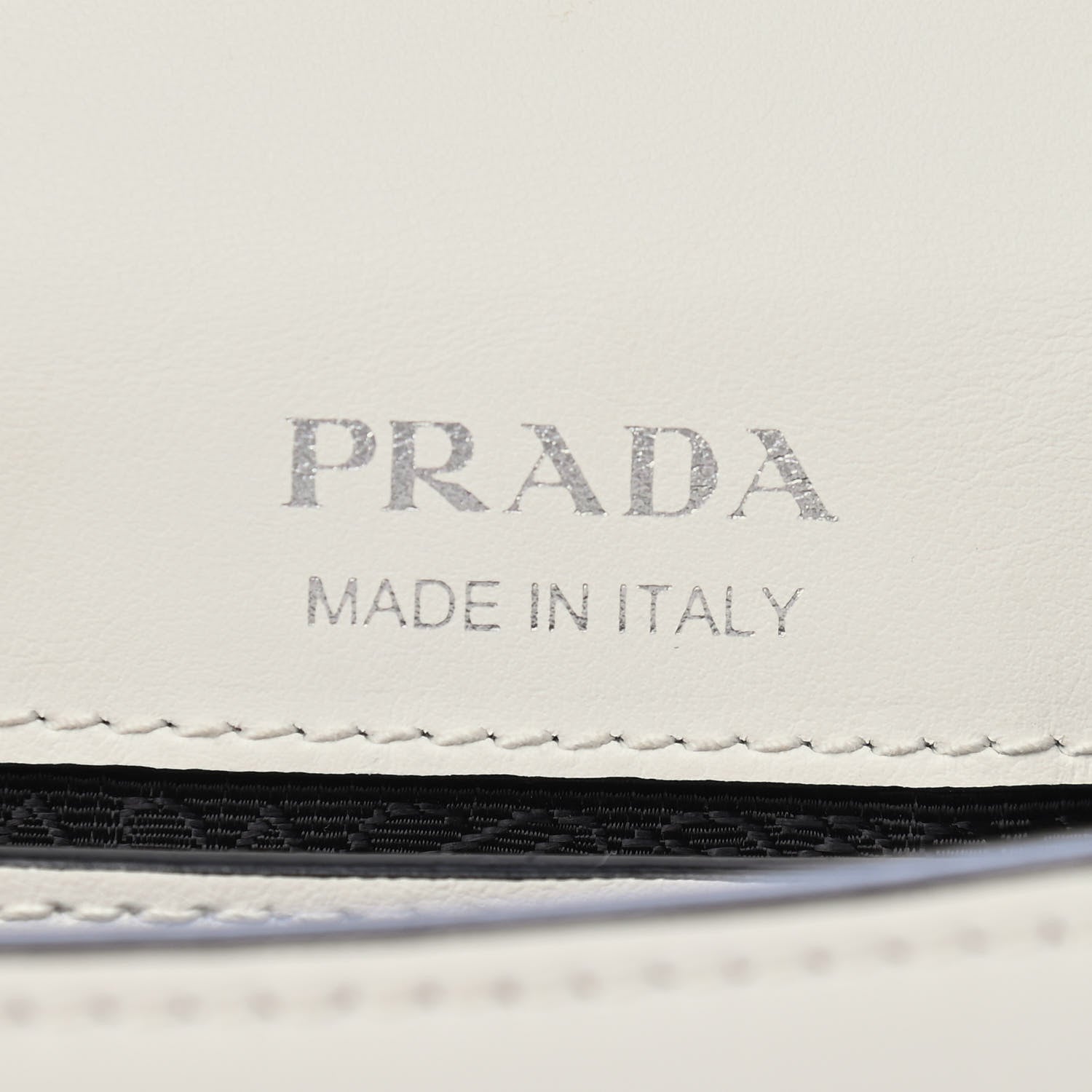 Prada City Calf Plex Ribbon Bag White Black 6 of 8