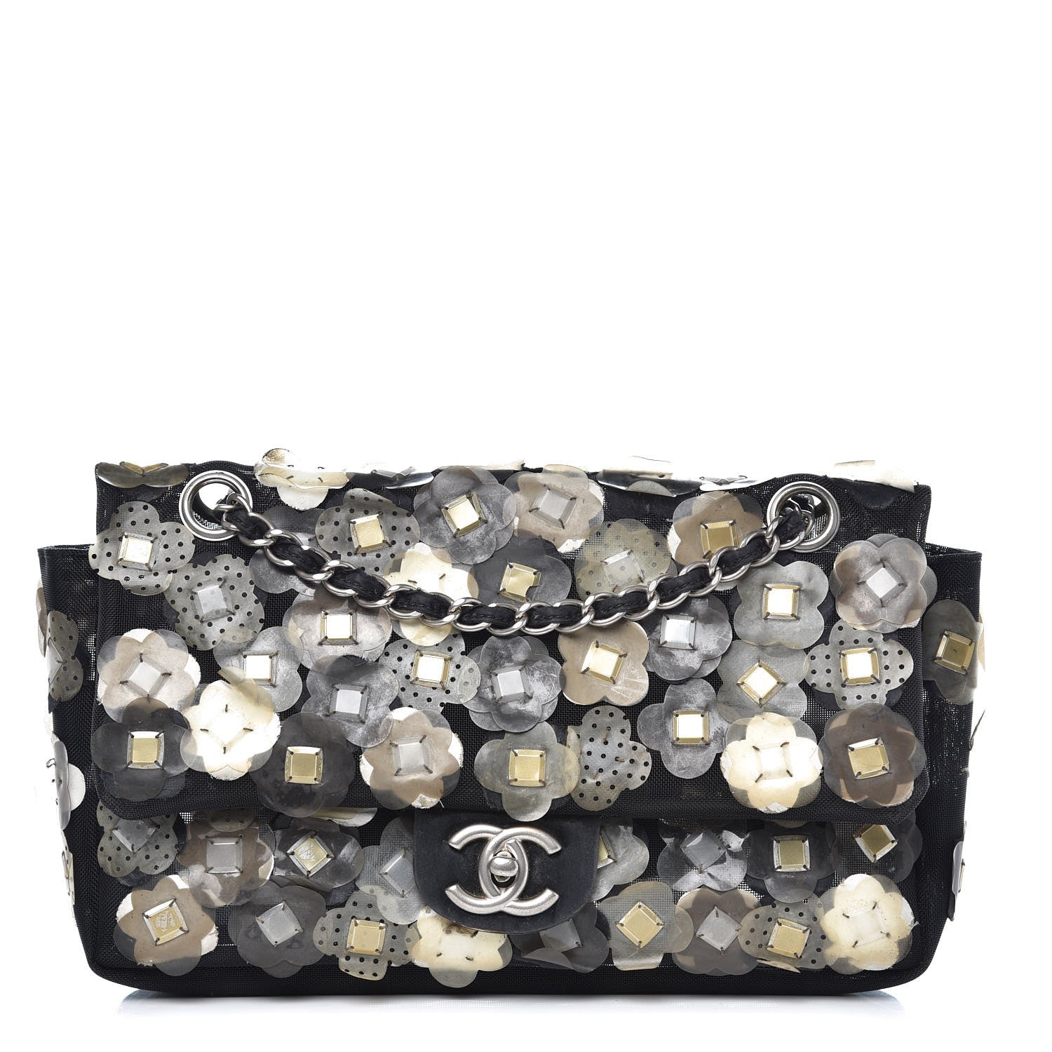 Chanel Nylon Camellia Medium Flap Black 1 of 11