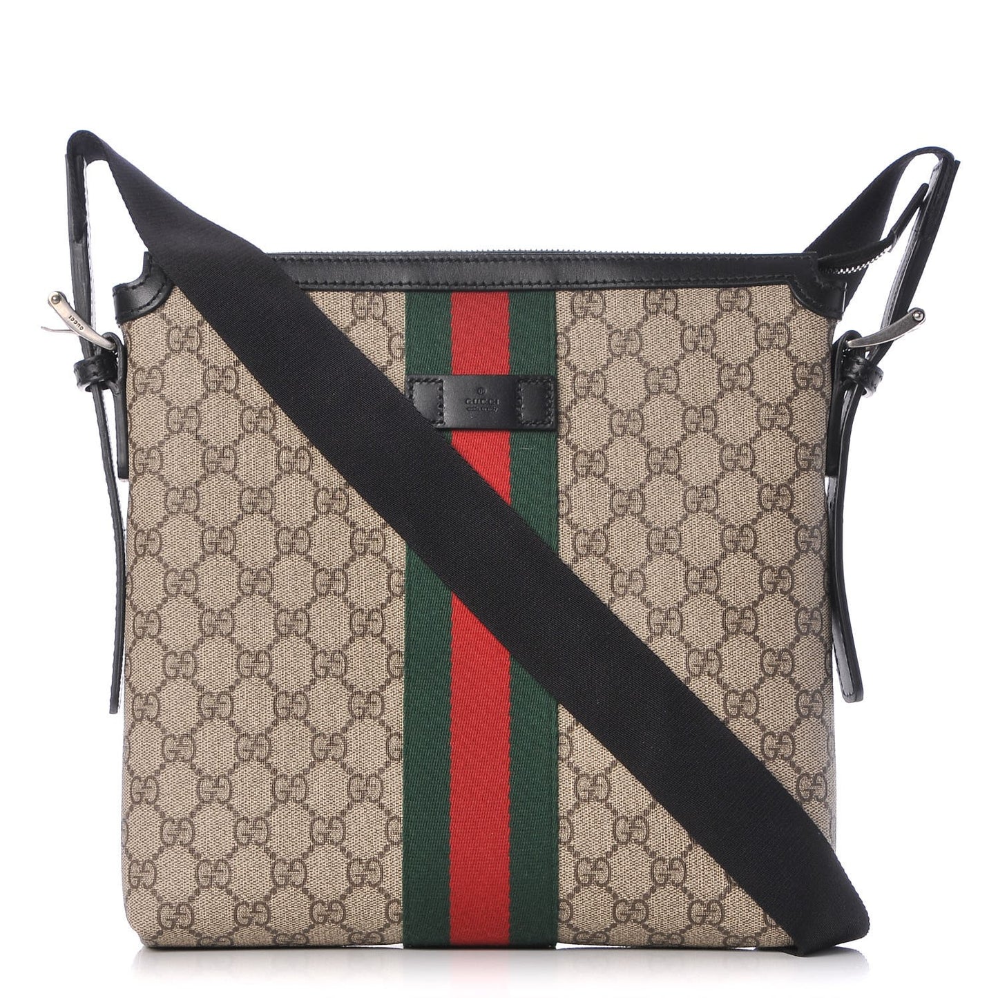 GG Supreme Monogram Web Messenger Bag Black