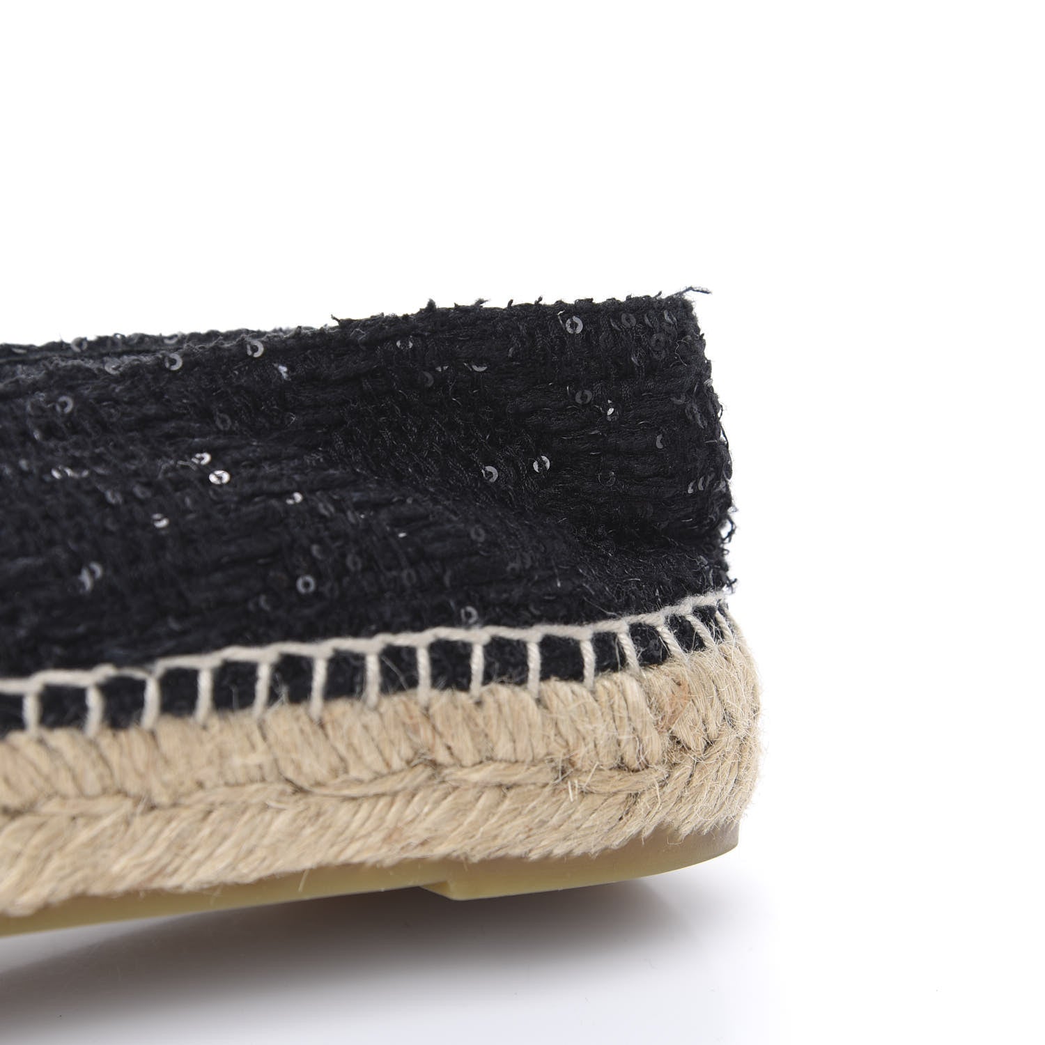 Chanel Tweed Patent Goatskin Sequin CC Espadrilles 35 Black 10 of 10
