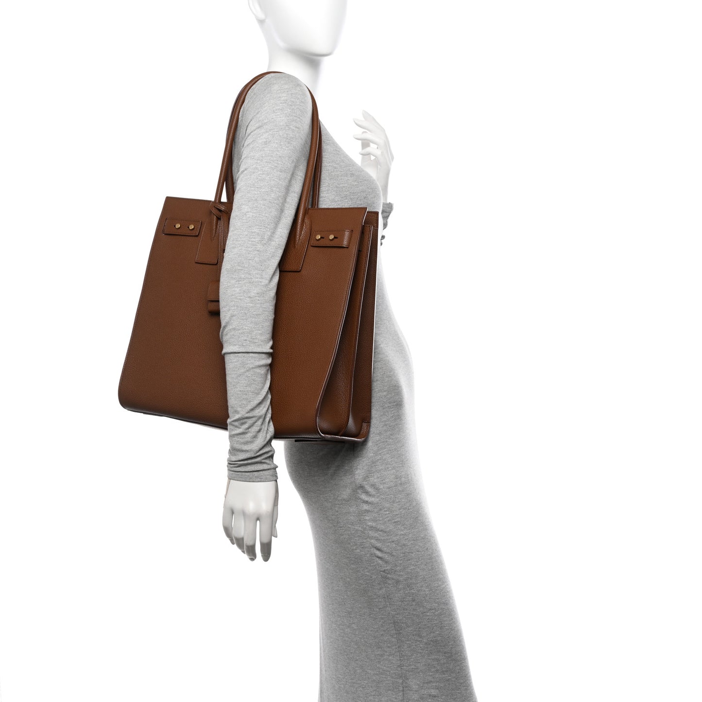 Grained Calfskin Sac De Jour Souple North South Tote Brown