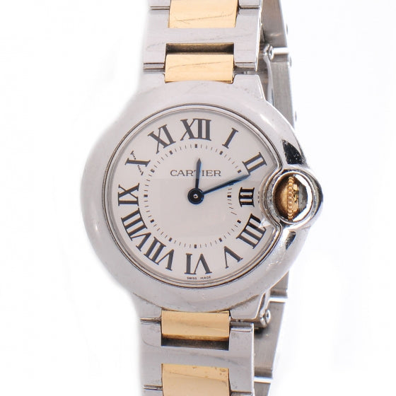 Stainless Steel 18K Yellow Gold 28mm Ballon Bleu De Cartier Quartz Watch