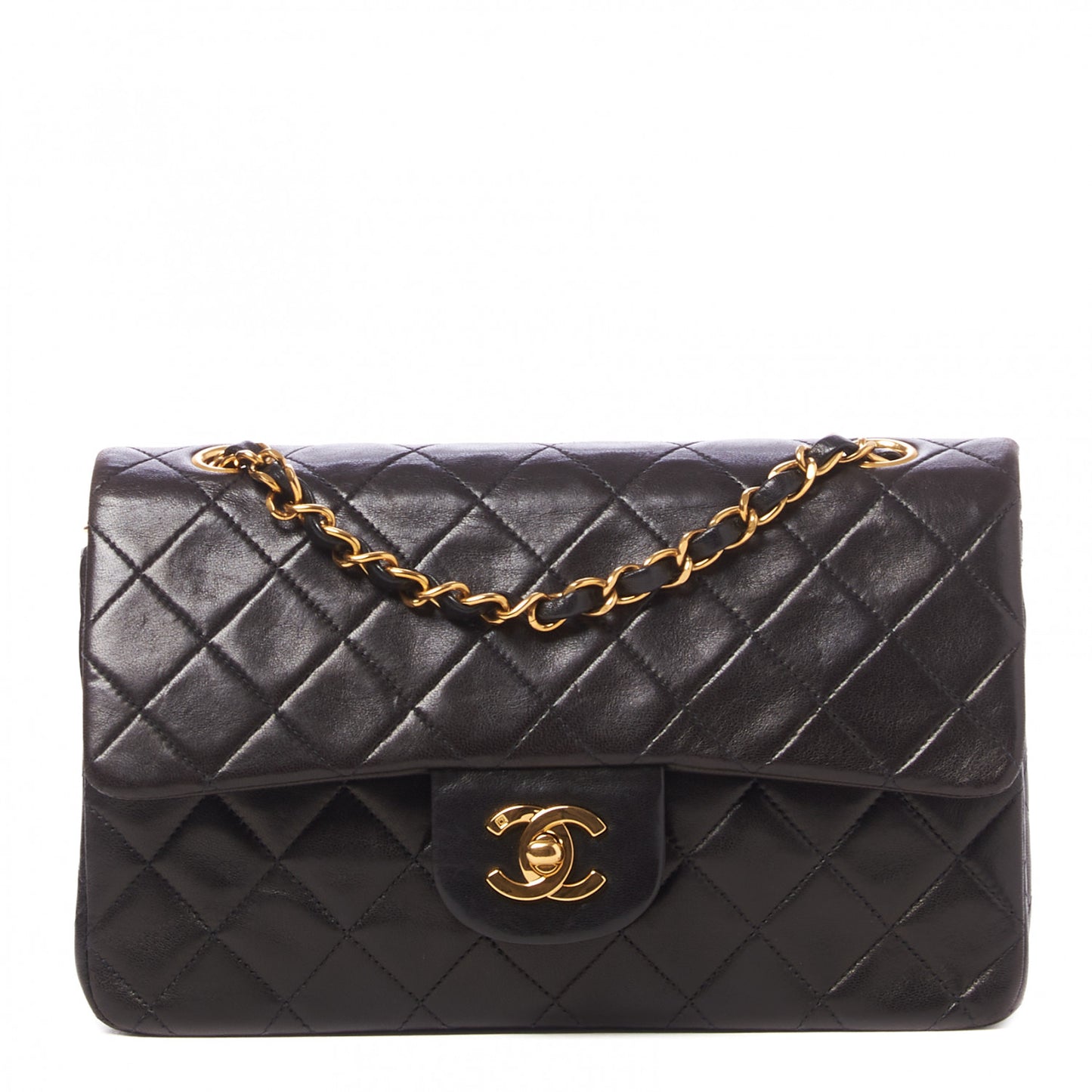 Lambskin Quilted Small Double Flap Black