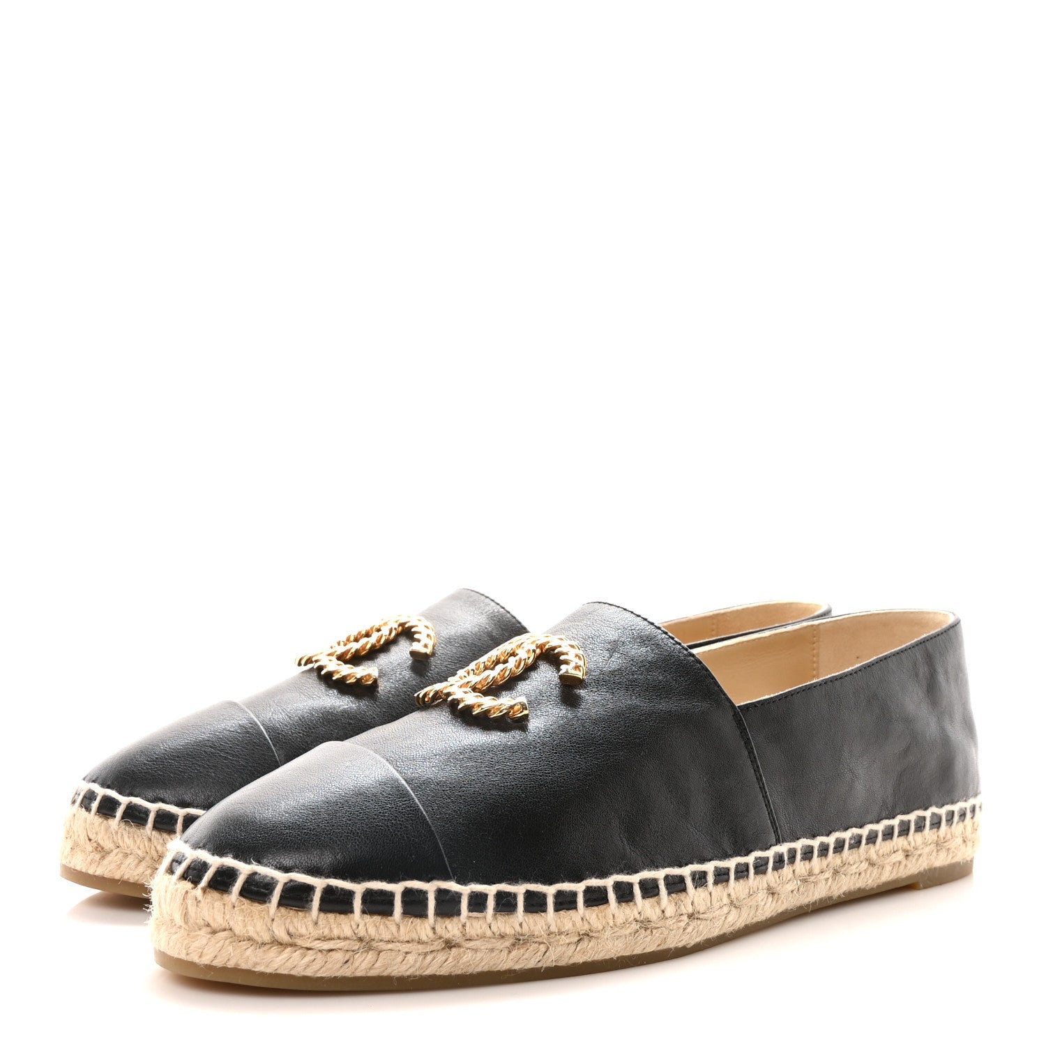 Chanel Calfskin Chain CC Espadrilles 40 Black 4 of 7
