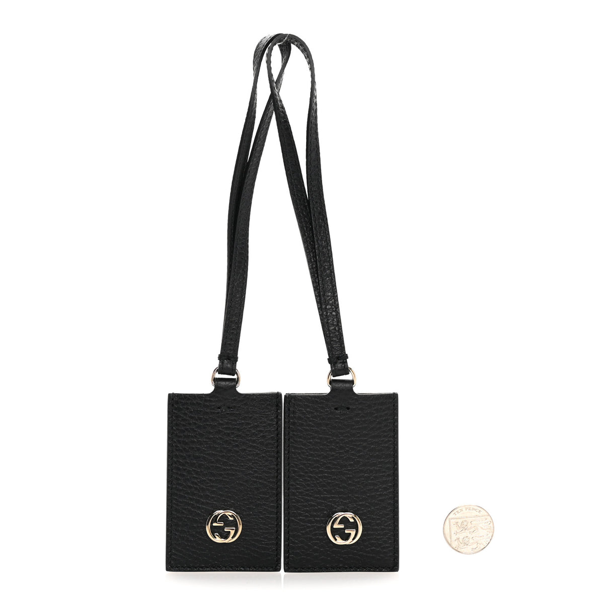 Gucci Pebbled Calfskin Interlocking G Luggage Tag Set of 2 Black 3 of 4