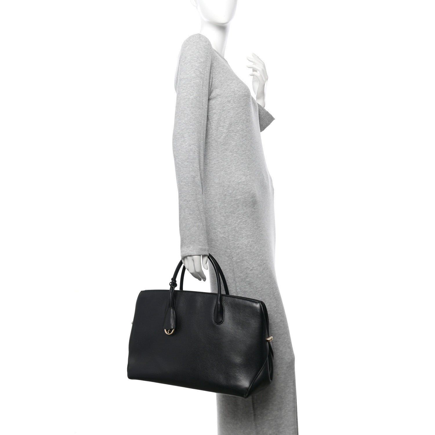 Christian Dior Grained Calfskin Large Bar Zip Tote Black 2 of 7