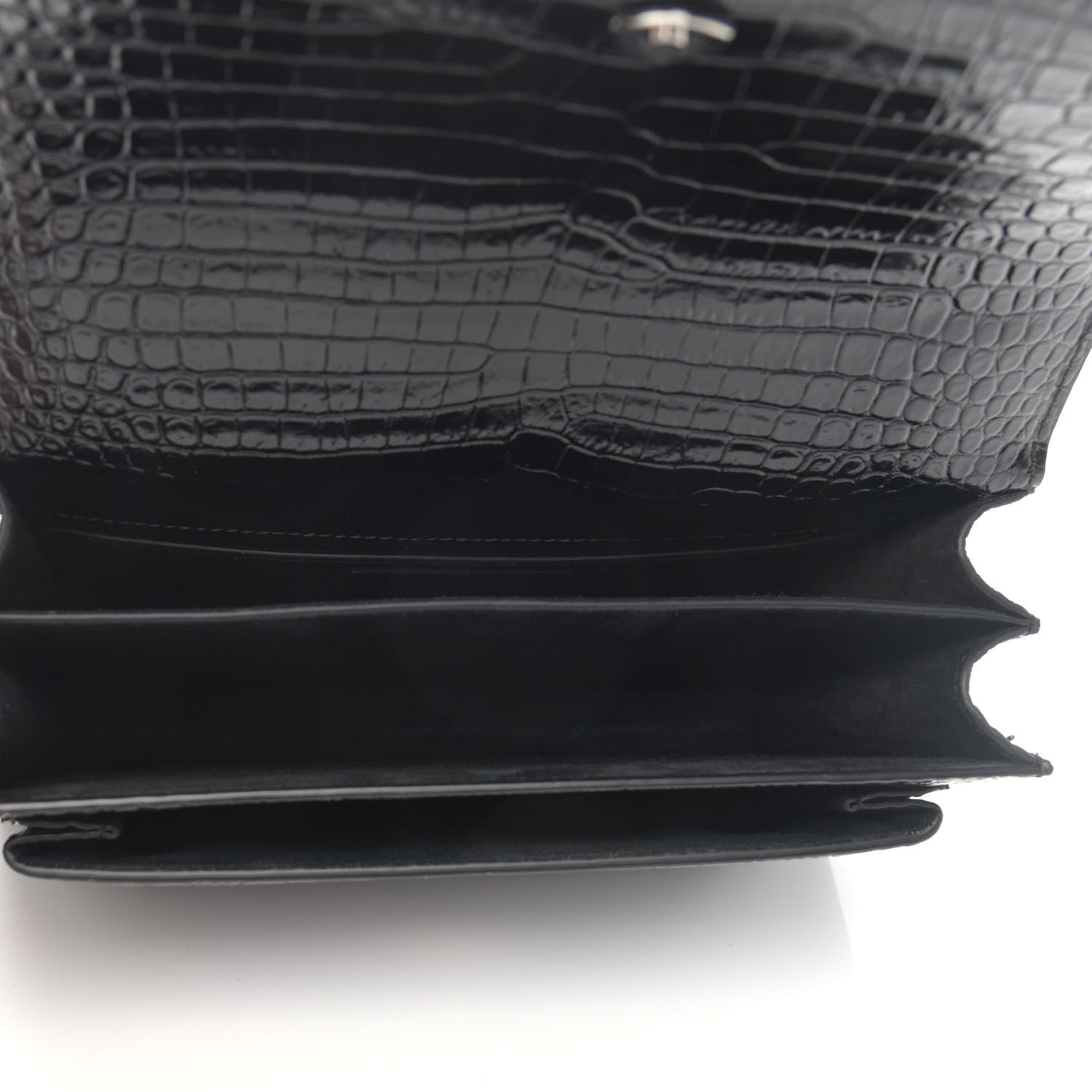 Saint Laurent Calfskin Crocodile Embossed Medium Monogram Sunset Black 5 of 11