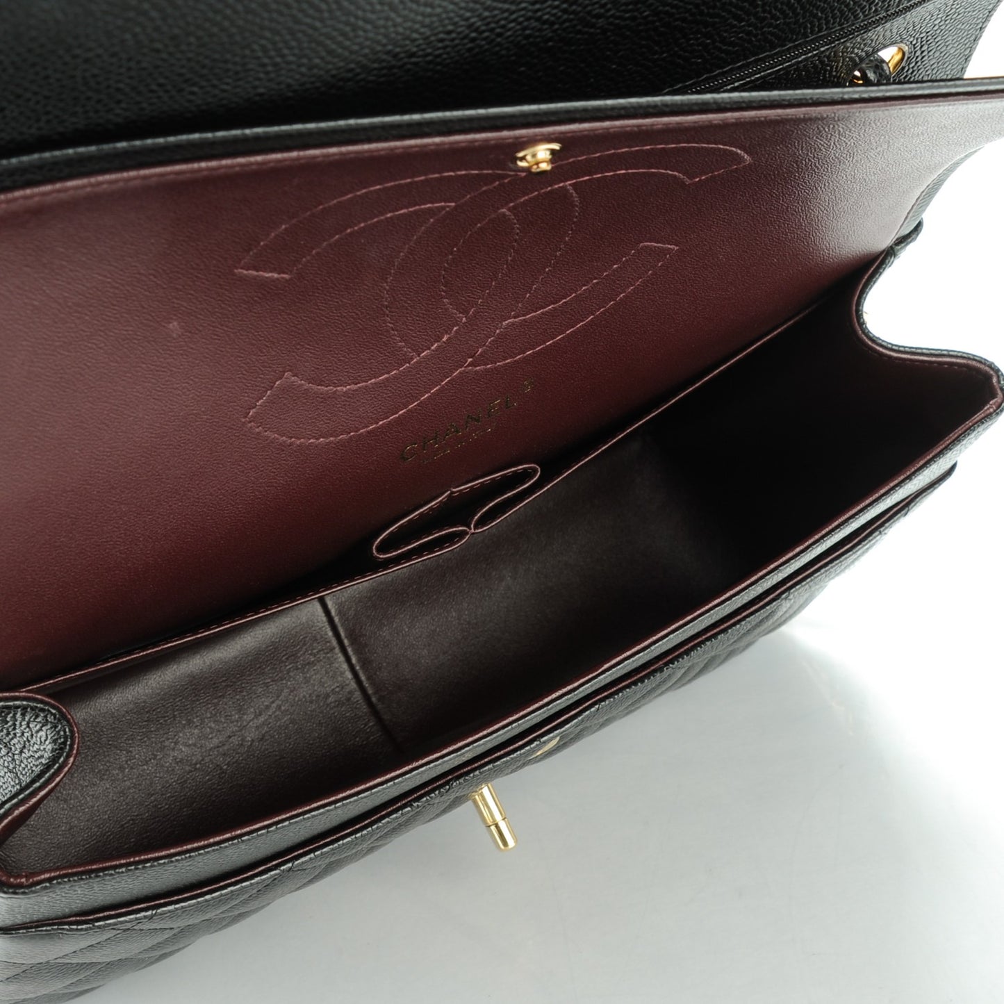 Caviar Quilted Jumbo Double Flap Black