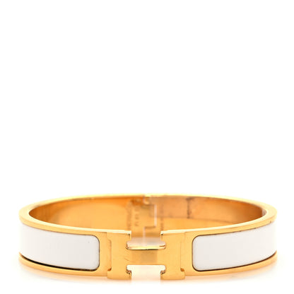 Hermes Enamel Narrow Clic Clac H Bracelet GM White 1 of 5