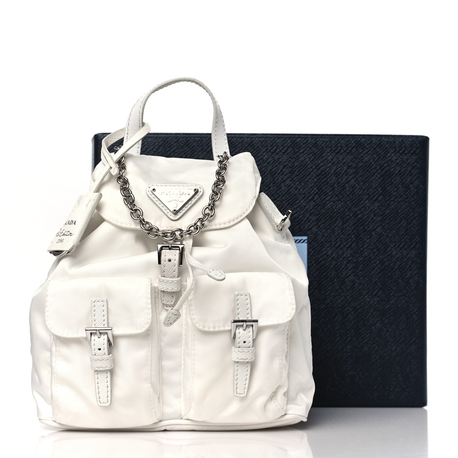 Prada Nylon Vela Mini Crossbody Backpack White 12 of 12