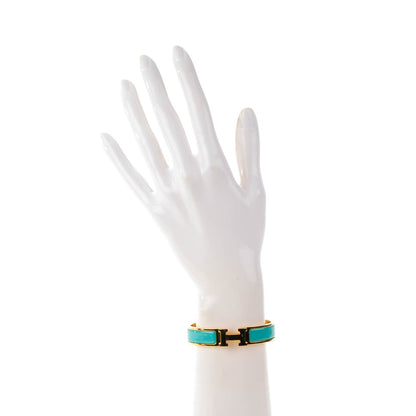 Hermes Enamel Narrow Clic Clac H Bracelet PM Emeraude 2 of 6
