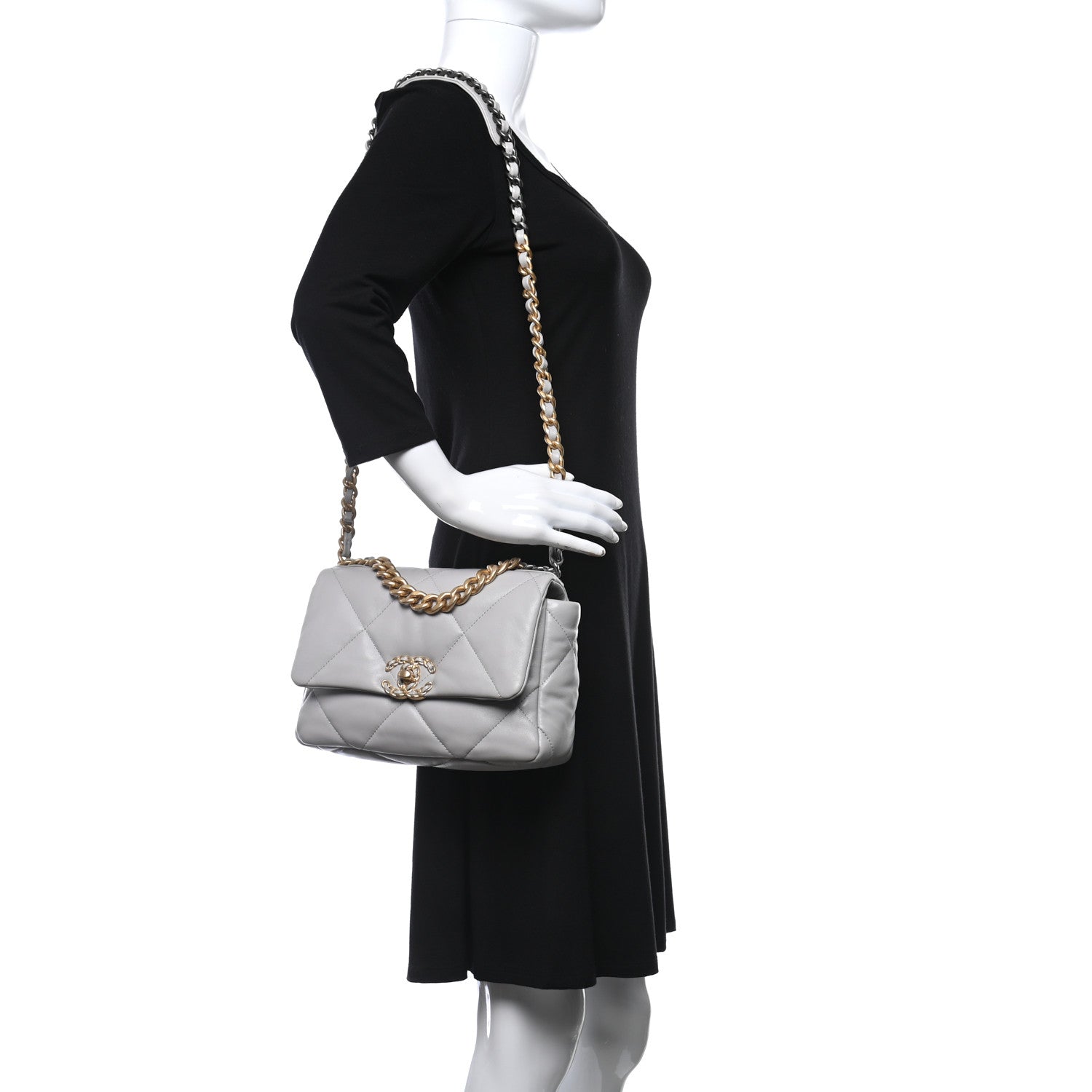 Chanel Lambskin Quilted Medium Chanel 19 Flap Grey 2 of 9