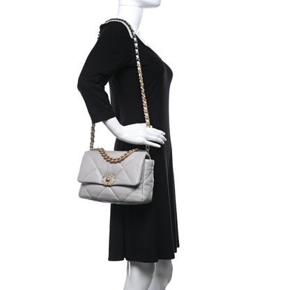 Chanel Lambskin Quilted Medium Chanel 19 Flap Grey 2 of 9