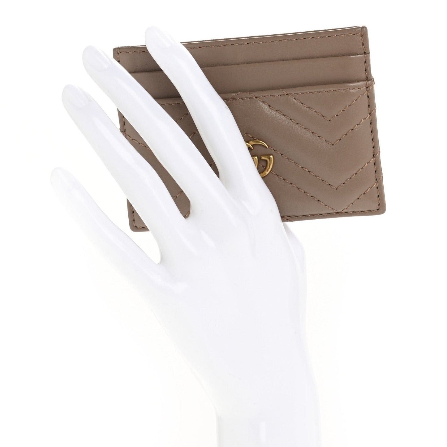 Calfskin Matelasse GG Marmont Card Holder Porcelain Rose