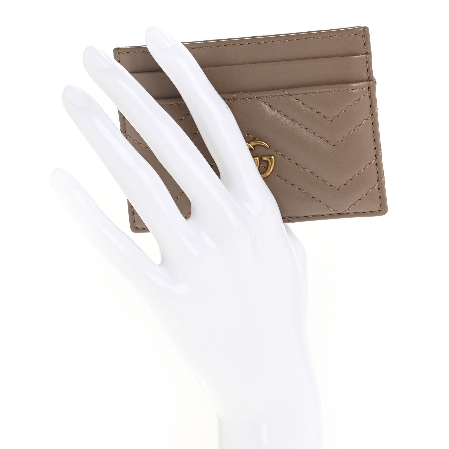 Gucci Calfskin Matelasse GG Marmont Card Holder Porcelain Rose 2 of 7