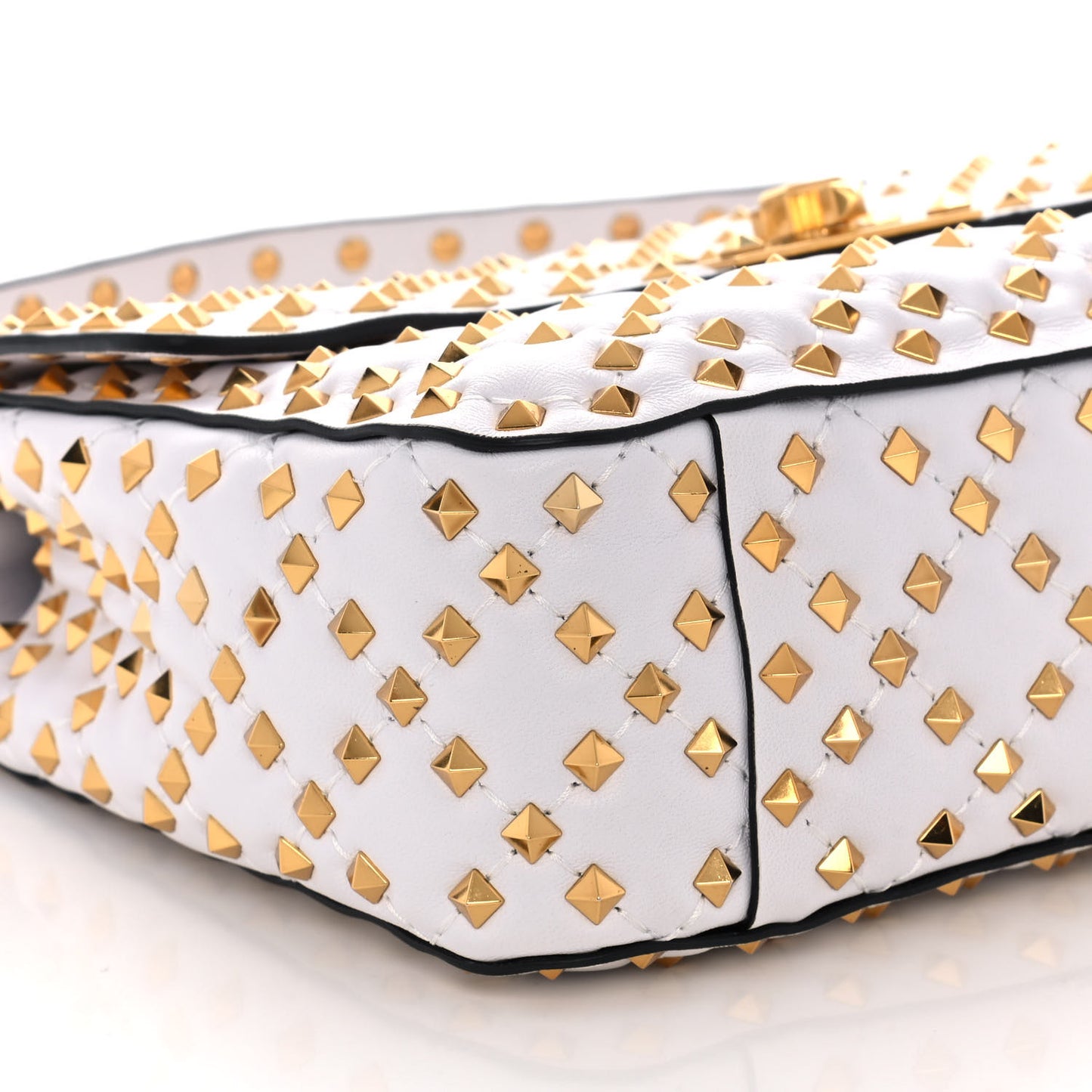 Lambskin Medium Rockstud Extreme Spike Shoulder Bag Light Ivory