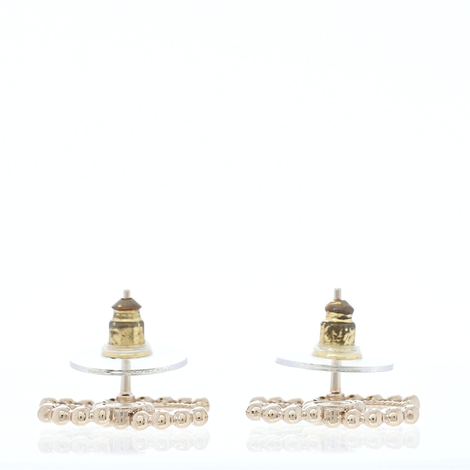 Chanel Studded CC Earrings Gold 3 of 4