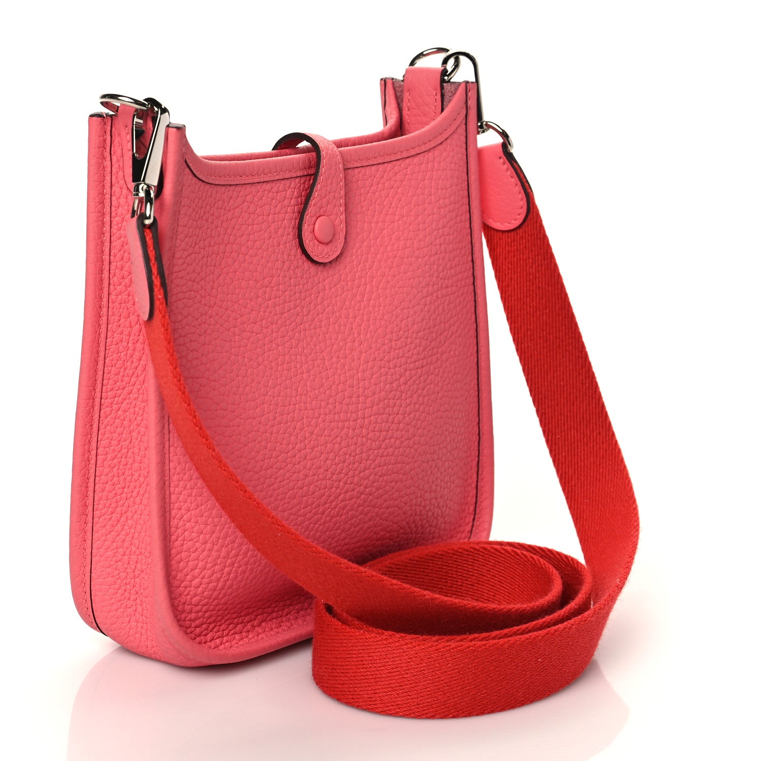 Hermes Taurillon Clemence Amazone Evelyne TPM Rose Azalee Rouge Pivoine 3 of 10