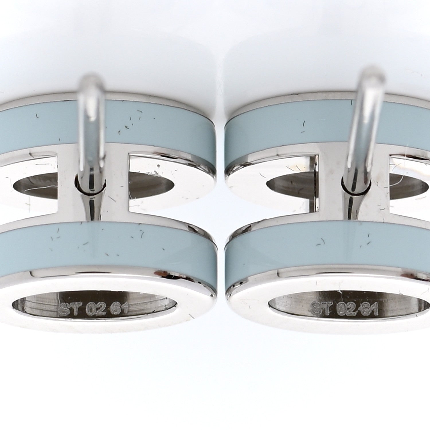 Hermes Palladium Lacquered Mini Pop H Earrings Celeste 5 of 6