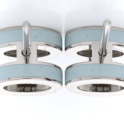 Hermes Palladium Lacquered Mini Pop H Earrings Celeste 5 of 6