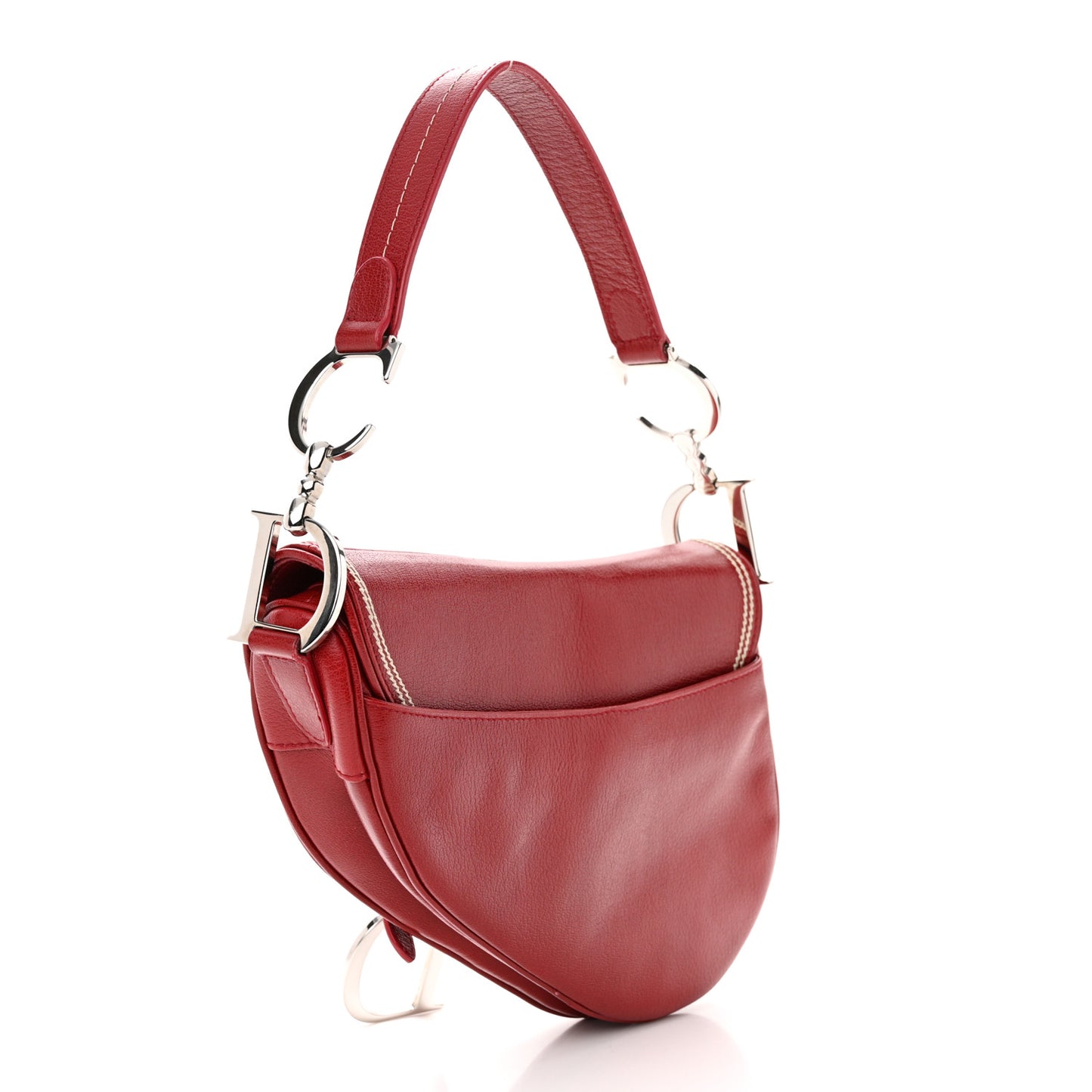 Shiny Goatskin Saddle Bag Red
