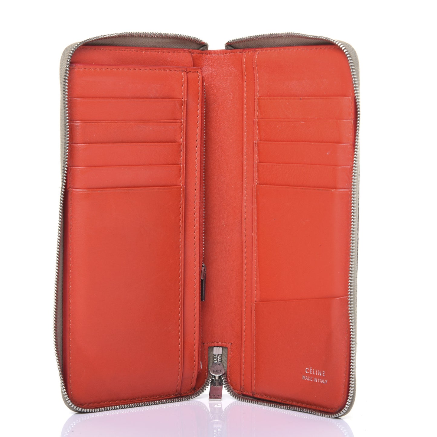 Drummed Calfskin Zip Around Organizer Wallet Dune