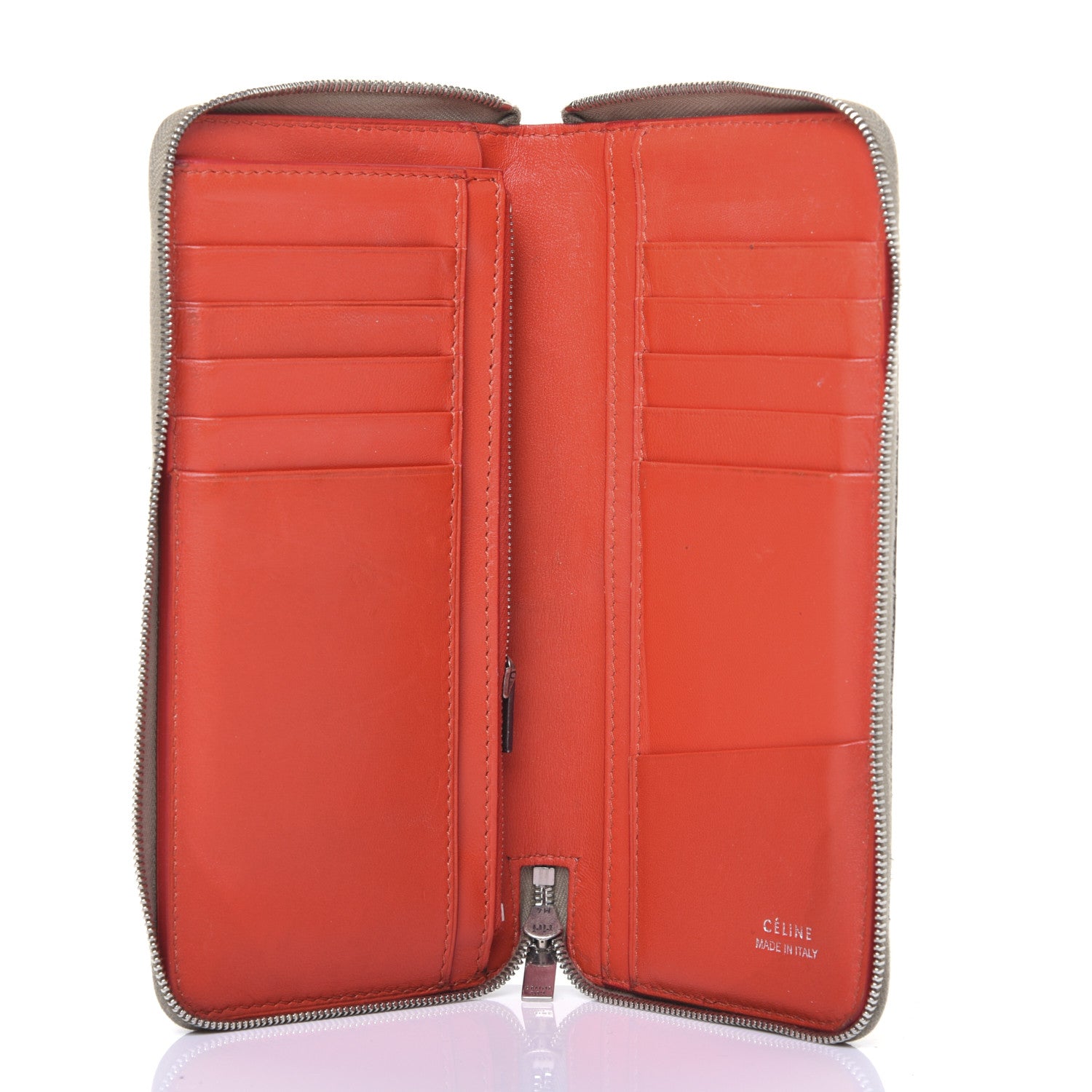 Celine Drummed Calfskin Zip Around Organizer Wallet Dune 5 of 20