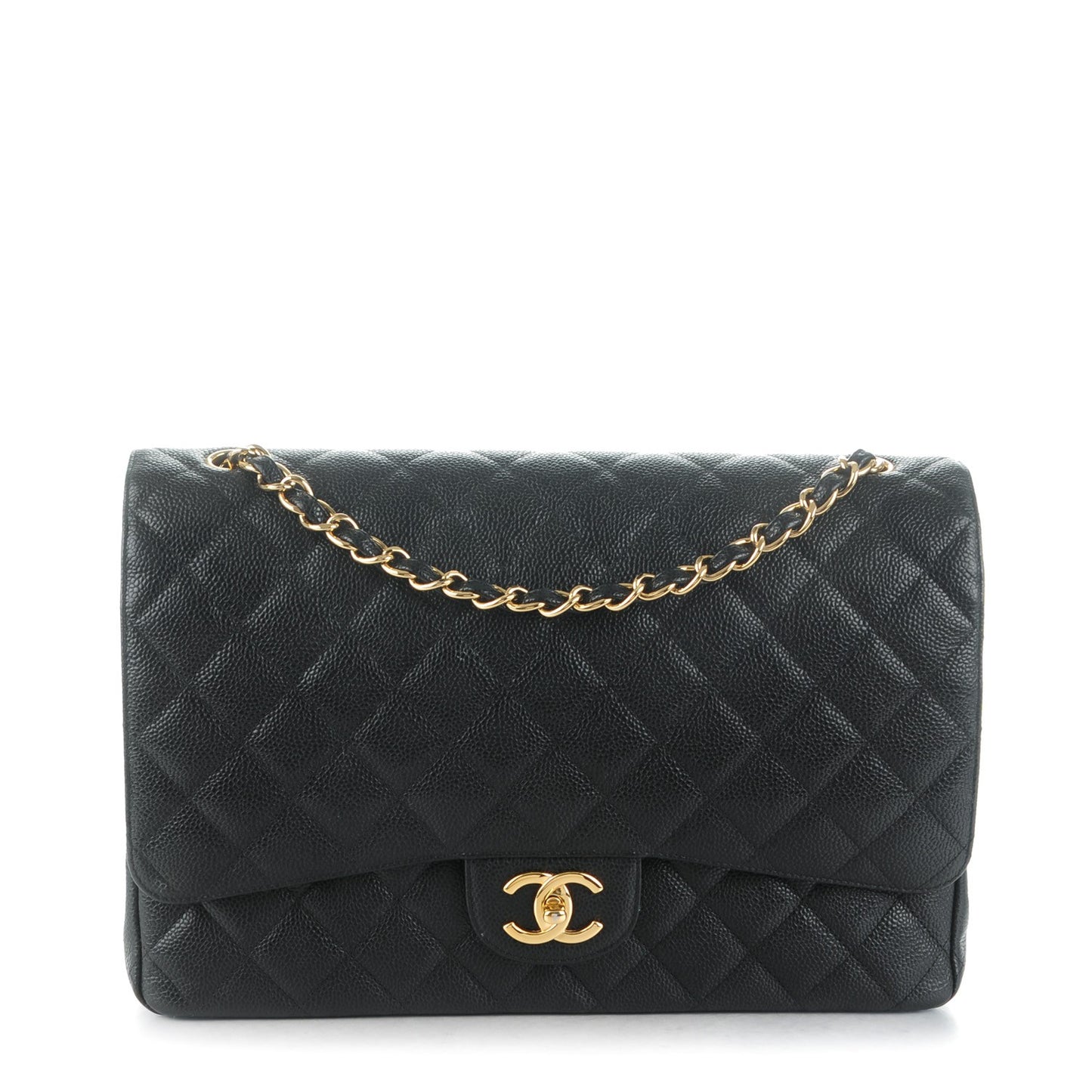 Caviar Quilted Maxi Double Flap Black