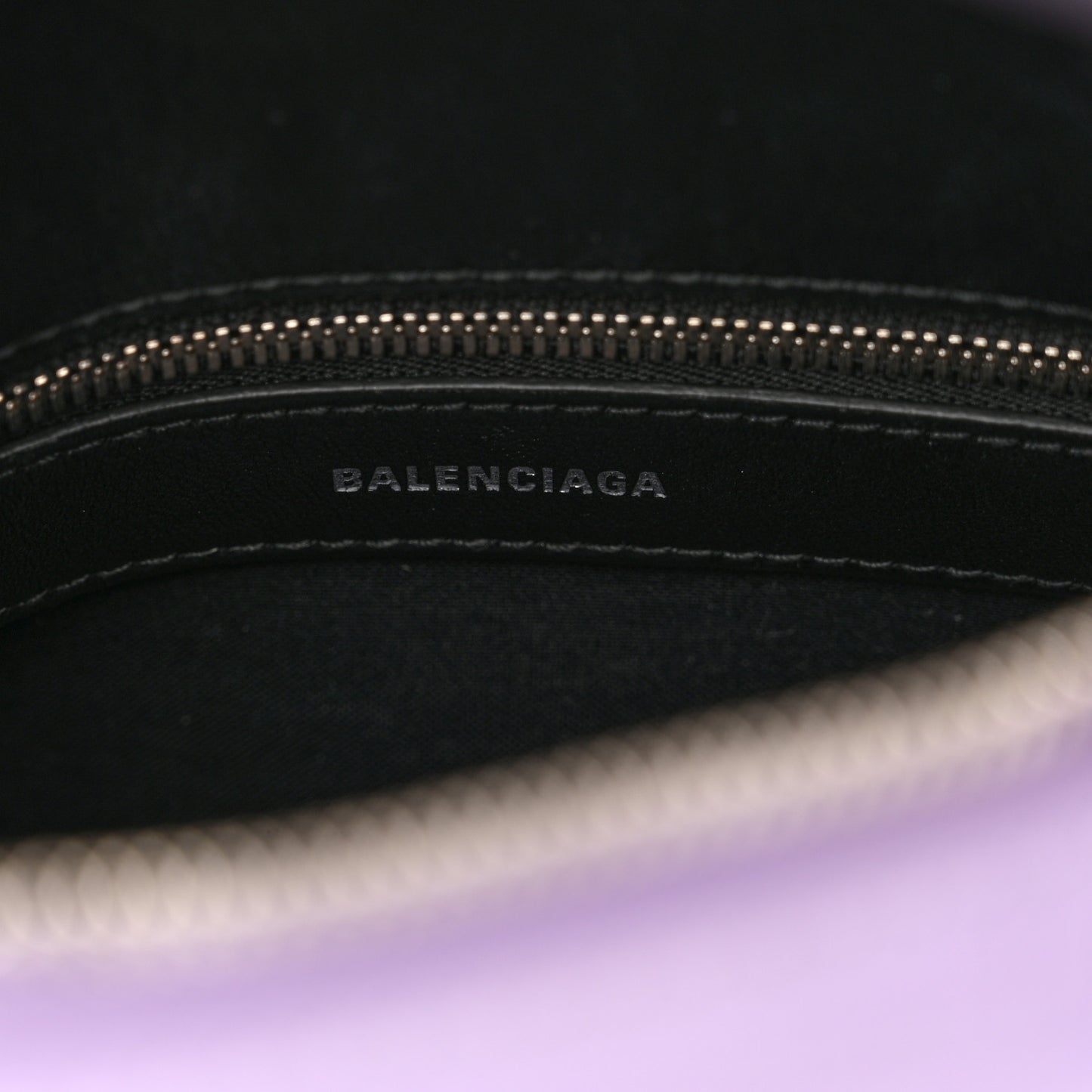 Shiny Calfskin Logo Crocodile Embossed S Ville Top Handle Bag Lilac White