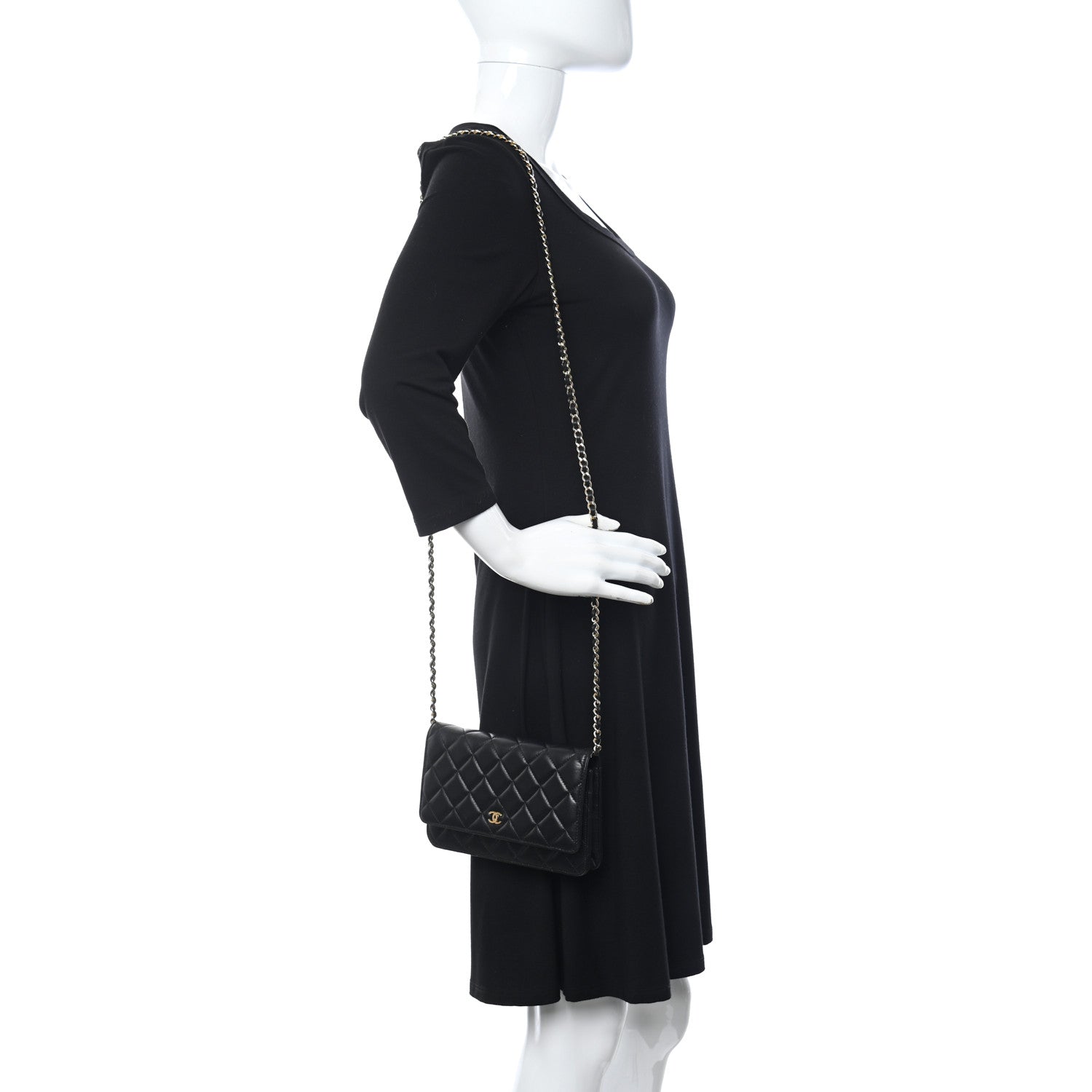Chanel Lambskin Quilted Wallet On Chain WOC Black 2 of 11