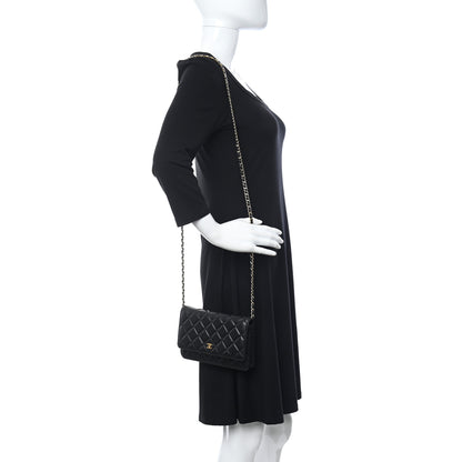 Chanel Lambskin Quilted Wallet On Chain WOC Black 2 of 11