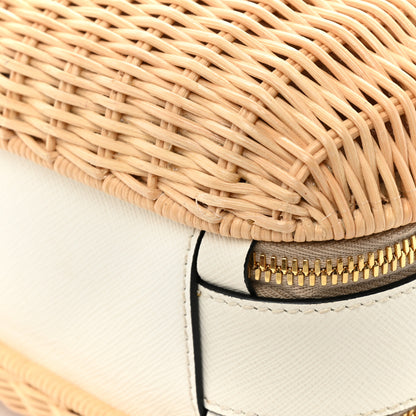Prada Wicker Saffiano Midolino Odette Top Handle Bag Tan White 22 of 22