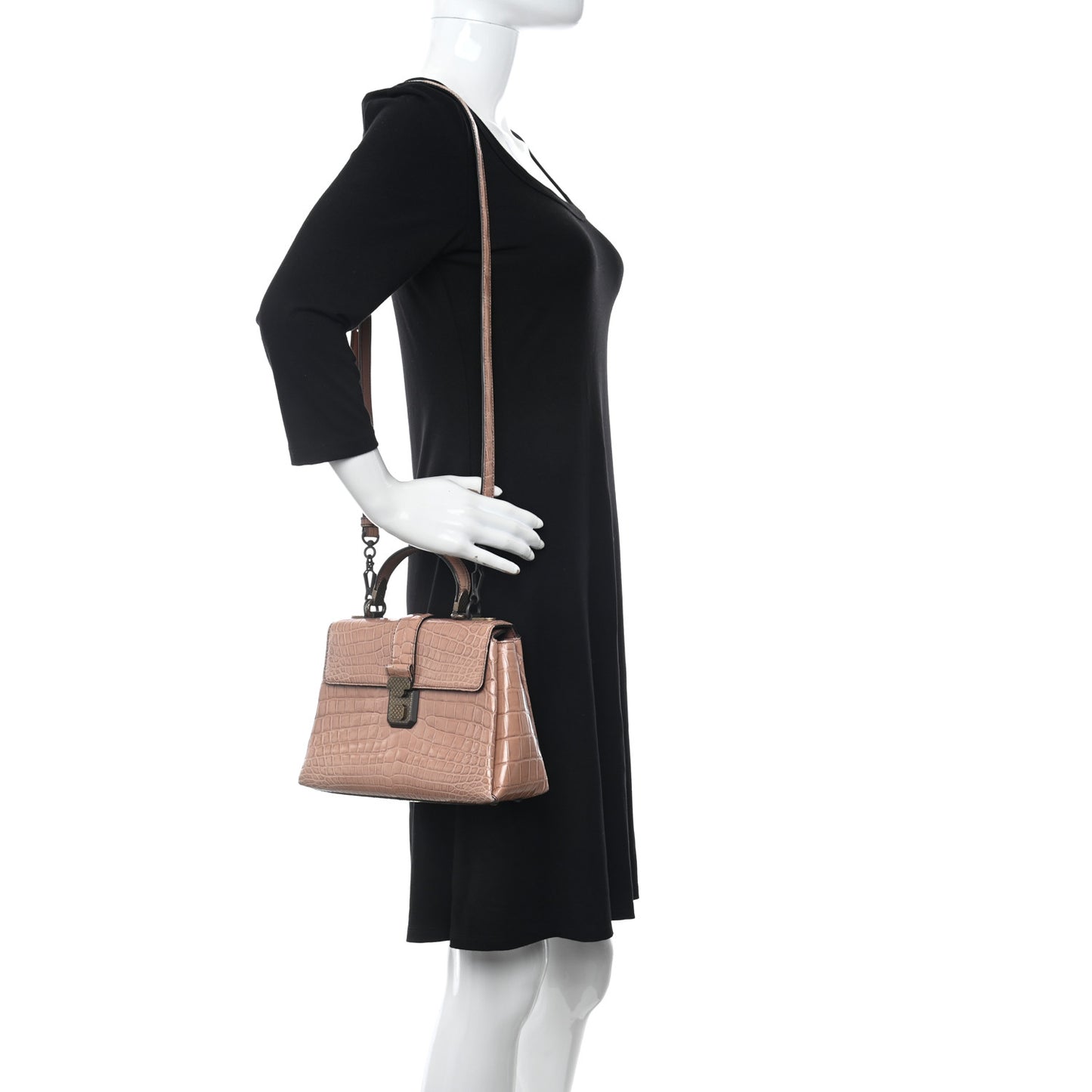 Crocodile Small Piazza Bag Light Pink