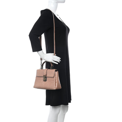 Bottega Veneta Crocodile Small Piazza Bag Light Pink 2 of 9