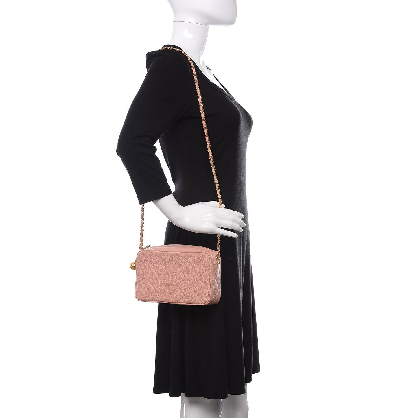 Caviar Quilted Small CC Camera Case Pink